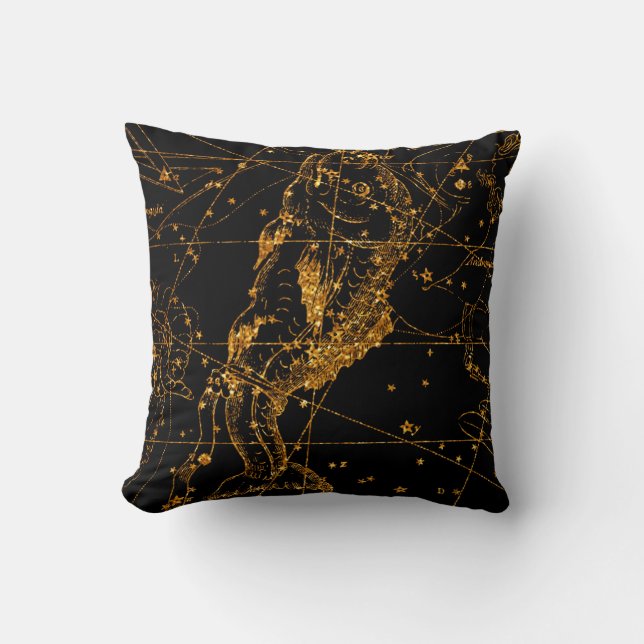 Coussin Carte des étoiles célestes Astrological Gold Pisce (Recto)