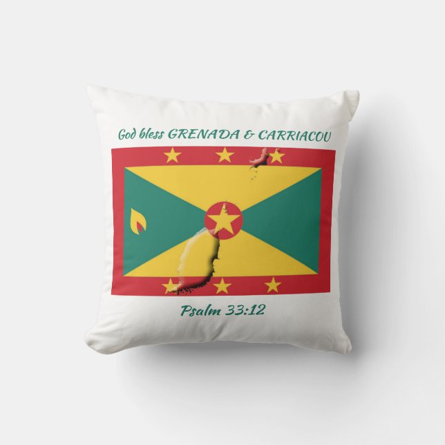 Coussin CARTE DRAPEAU GRENADA Écriture Patriotique Personn (Recto)