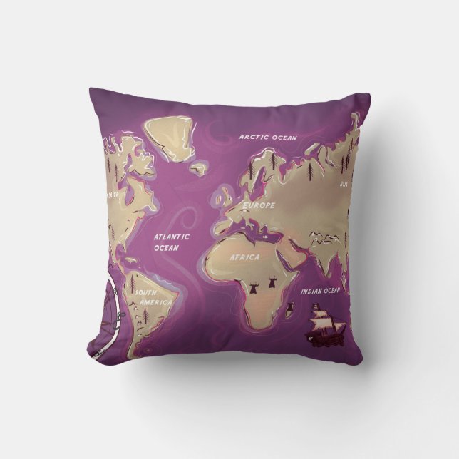Coussin Carte du monde (Recto)