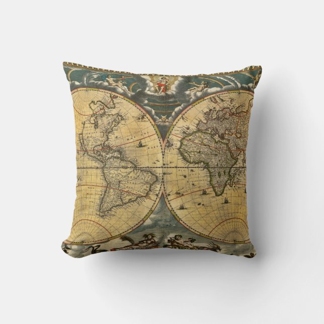 Coussin Carte du monde antique désorganisée #2 (Recto)