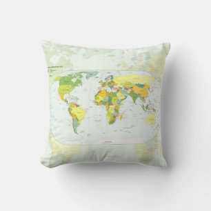 Coussin Carte du Monde Atlas Politique Poster : Décoration