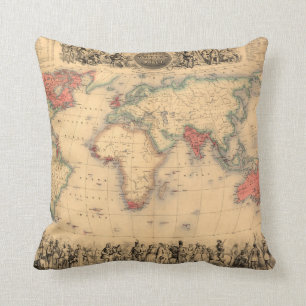 Coussin Carte du monde montrant l'Empire Britannique