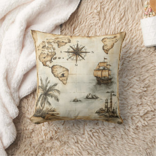 Coussin Carte du monde vintage