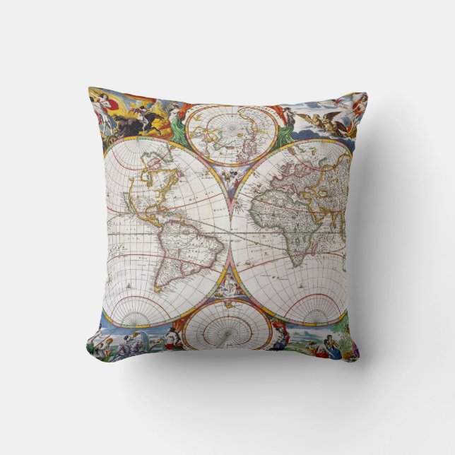 Coussin CARTE du MONDE, XVIIème siècle (Recto)