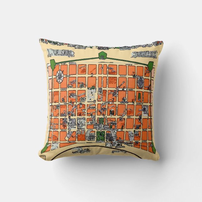 Coussin Carte du quartier français de la Nouvelle-Orléans (Recto)
