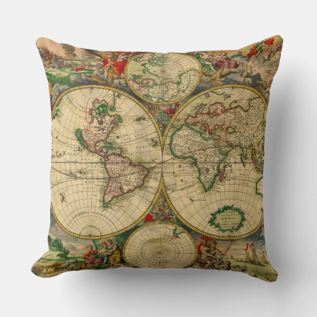 Coussin Carte du Vieux Monde (Recto)
