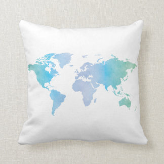 Coussin Carte fraîche du monde d'aquarelle