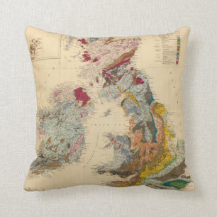Coussin Carte géologique, îles britanniques