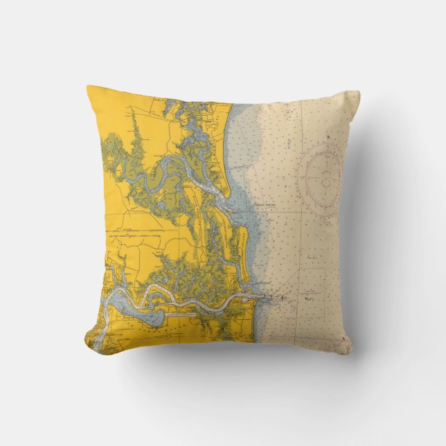 Coussin Carte graphique nautique Amelia Island Florida (Recto)