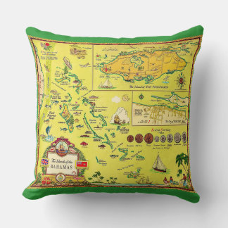 Coussin Carte illustrée vintage des îles Bahamas 
