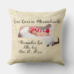 Coussin Carte L'Amour Vit Dans Le Massachusetts Photo En F