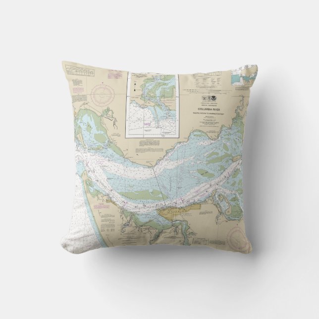 Coussin Carte marine du fleuve Columbia 18521 (Recto)