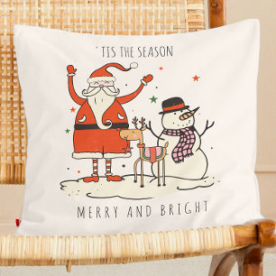 Coussin Carte Père Noël Snowman Reindeer Star Christmas Hy