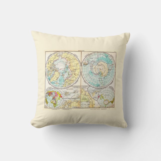 Coussin Carte polaire de langue allemande (Recto)