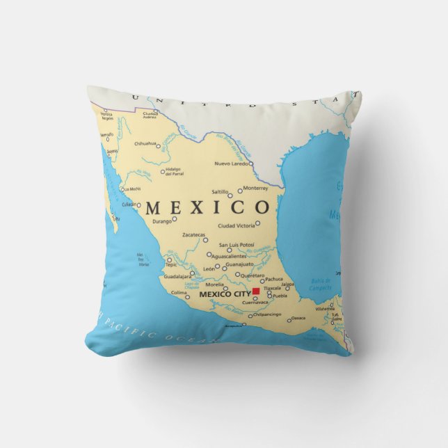 Coussin Carte politique du Mexique (Recto)