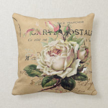 carte postale française et rose blanche shabb chic