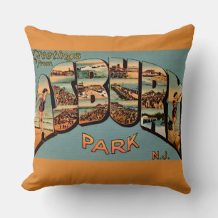 Coussin Carte postale rétro d'Asbury Park NJ