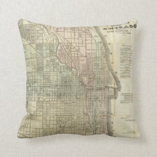 Coussin Carte vintage de Chicago (1857)