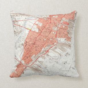 Coussin Carte vintage de Jersey City NJ (1955)