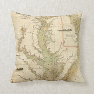 Coussin Carte vintage de la baie de chesapeake (1840)