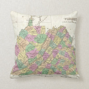 Coussin Carte vintage de la Virginie (1827)