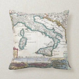 Coussin Carte vintage de l'Italie (1706)