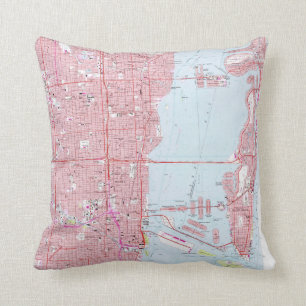 Coussin Carte vintage de Miami la Floride (1962)