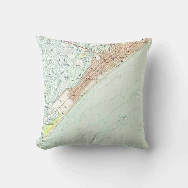 Coussin Carte vintage de Wildwood NJ (1955) (Recto)