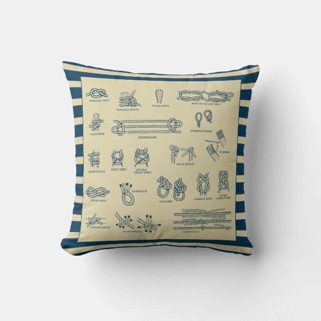 Coussin Carte vintage des noeuds nautiques (Recto)