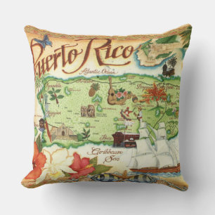 Coussin Carte Vintage Porto Rico