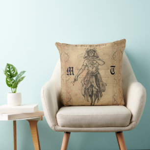 Coussin Cartes de tarot magicien art monogramme lancer ore
