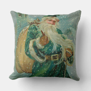 Coussin Cartes de vœux de Noël-Retro Père Noël Carte posta