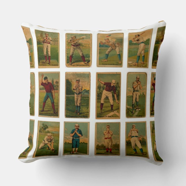 Coussin Cartes vintages de baseball (Recto)