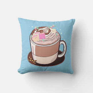 Coussin Carton Animé au chocolat chaud Marshmallows