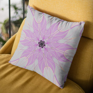 Coussin Carton Mandala Flower rose et blanc