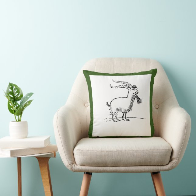 Coussin Cartoon de chèvre souriante noir et blanc (Chaise)