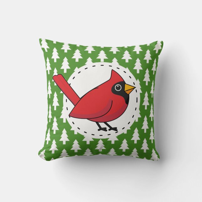 Coussin Cartoon Red Cardinal (Recto)