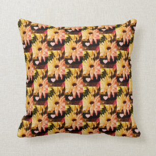 Coussin Cascade De Fleurs Et Coeurs Jeter L'Oreiller