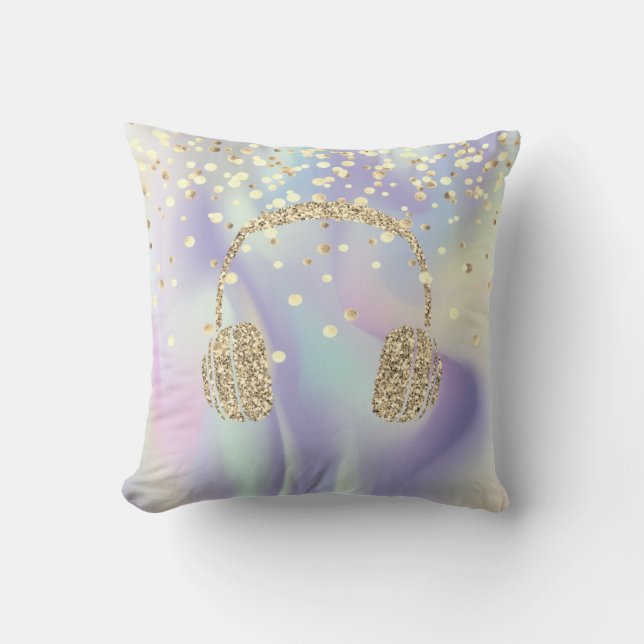 Coussin Casque Parties scintillant or, Points étoiles Holo (Recto)