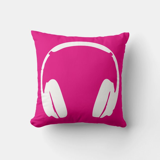 Coussin Casques de musique (blanc/rose) (Recto)
