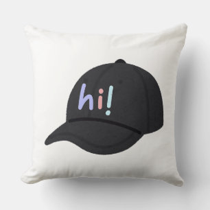 Coussin Casquette de baseball noire minimaliste Salut Hi