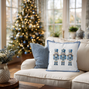 Coussin Casse-Noisette Bleu Ballet de Noël Fête de Fêtes