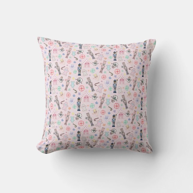 Coussin Casse-noisette rose, pain d'épices et neigeurs (Recto)