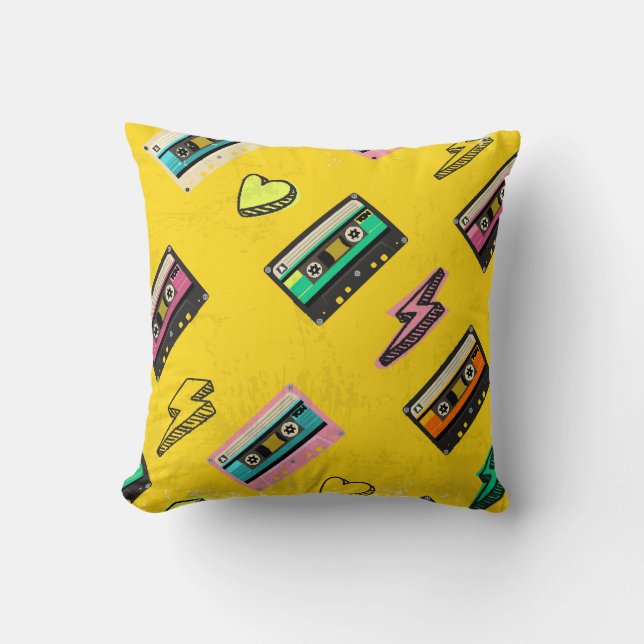 Coussin Cassette rétro : Design de Love Party des années 8 (Recto)