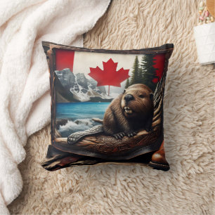 Coussin Castor dans la nature sauvage canadienne avec Arri