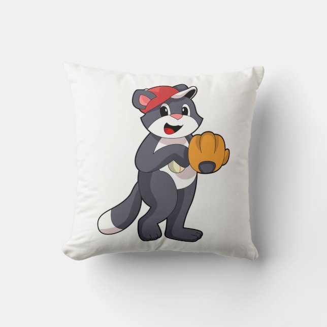 Coussin Cat à base-ball avec ballon de baseball (Recto)