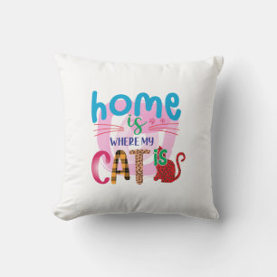 Coussin Cat Art Home Est Là Où Mon Chat Est