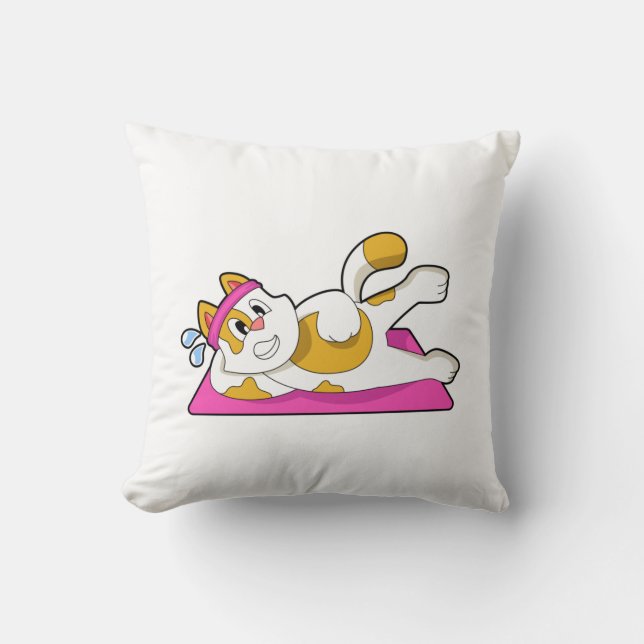 Coussin Cat at Yoga Exercice d'étirement (Recto)