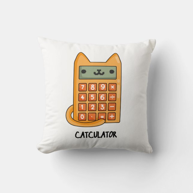 Coussin Cat-culator Funny Calculator Pun (Recto)