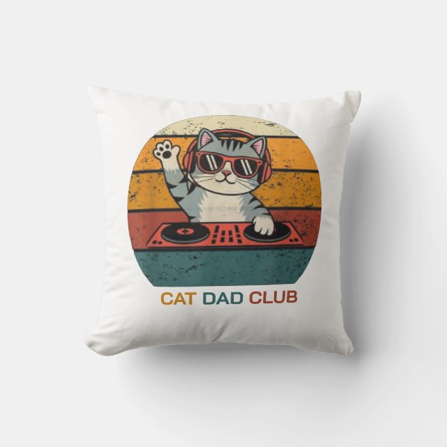 Coussin CAT DAD CLUB / Funny Retro (Recto)